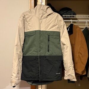 686 Men's Beige, Green, and Black Ski Jacket